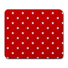 White Stars On Red Large Mouse Pad (rectangle)