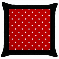 White Stars On Red Black Throw Pillow Case