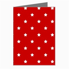 White Stars On Red Greeting Card by StuffOrSomething