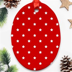 White Stars On Red Oval Ornament (two Sides) by StuffOrSomething