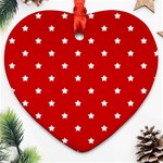 White Stars On Red Heart Ornament (Two Sides) Back