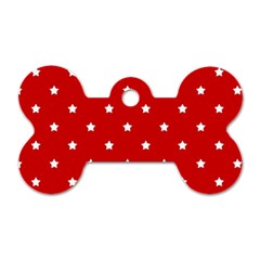 White Stars On Red Dog Tag Bone (one Sided)