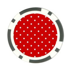 White Stars On Red Poker Chip (10 Pack)