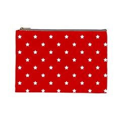 White Stars On Red Cosmetic Bag (large)