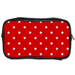 White Stars On Red Travel Toiletry Bag (one Side)