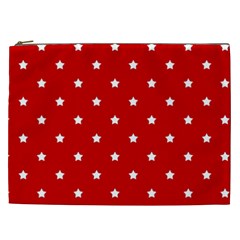 White Stars On Red Cosmetic Bag (xxl) by StuffOrSomething