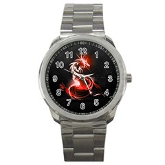 Abstract Red Dragon  Sport Metal Watch by TribalStore