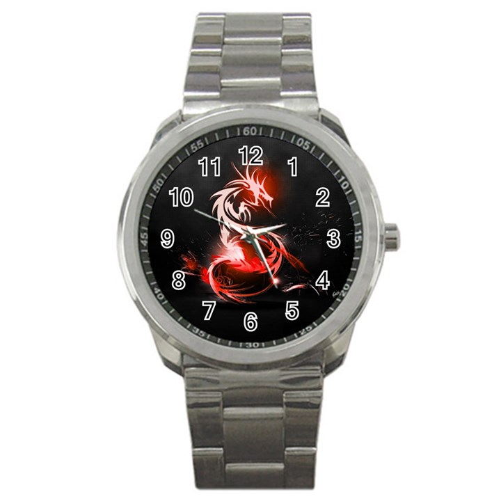 Abstract Red Dragon  Sport Metal Watch