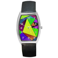 Abstract Tonneau Leather Watch