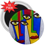 Face 3  Button Magnet (10 pack) Front