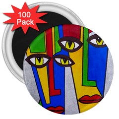 Face 3  Button Magnet (100 Pack) by Siebenhuehner