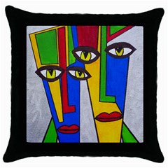 Face Black Throw Pillow Case