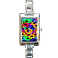 Colorful Sunflowers Rectangular Italian Charm Watch by StuffOrSomething