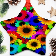 Colorful Sunflowers Star Ornament