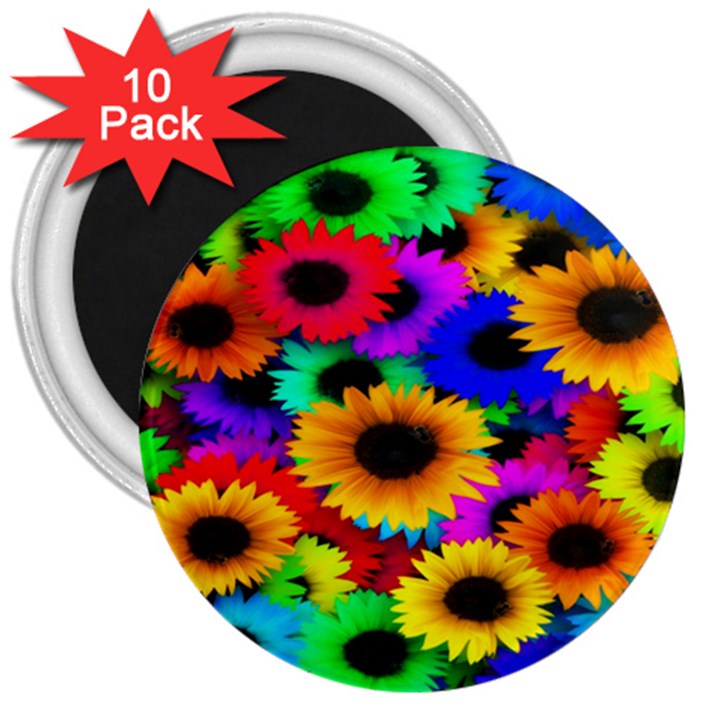 Colorful Sunflowers 3  Button Magnet (10 pack)