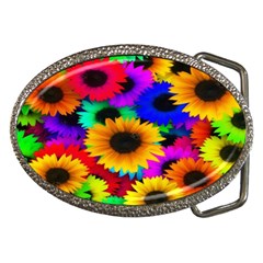 Colorful Sunflowers Belt Buckle (oval) by StuffOrSomething