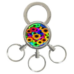 Colorful Sunflowers 3-ring Key Chain by StuffOrSomething