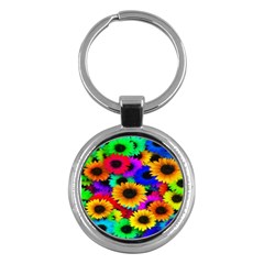 Colorful Sunflowers Key Chain (round) by StuffOrSomething