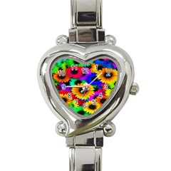 Colorful Sunflowers Heart Italian Charm Watch 