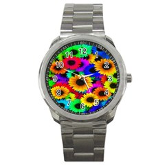 Colorful Sunflowers Sport Metal Watch