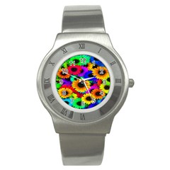 Colorful Sunflowers Stainless Steel Watch (slim)