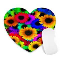 Colorful Sunflowers Mouse Pad (heart)