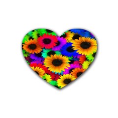 Colorful Sunflowers Drink Coasters (heart) by StuffOrSomething