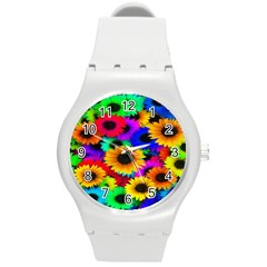 Colorful Sunflowers Plastic Sport Watch (medium) by StuffOrSomething