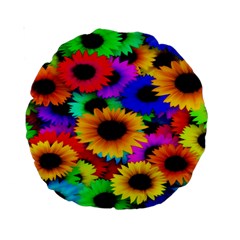 Colorful Sunflowers 15  Premium Round Cushion  by StuffOrSomething