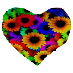 Colorful Sunflowers 19  Premium Heart Shape Cushion