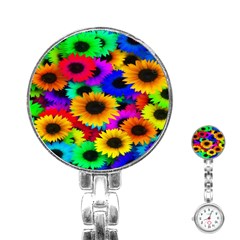 Colorful Sunflowers Stainless Steel Nurses Watch by StuffOrSomething