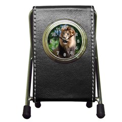 Regal Lion Stationery Holder Clock by AnimalLover