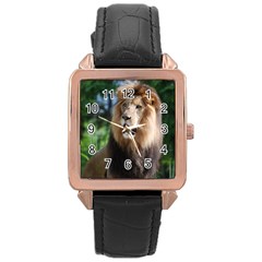 Regal Lion Rose Gold Leather Watch 