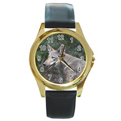 Shdsc 0417 10502cow Round Leather Watch (gold Rim) 