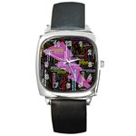 Pain Pain Go Away Square Leather Watch Front