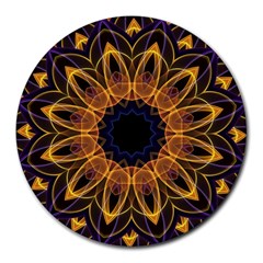 Yellow Purple Lotus Mandala 8  Mouse Pad (round) by Zandiepants