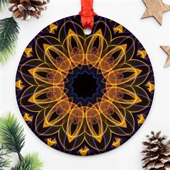 Yellow Purple Lotus Mandala Round Ornament