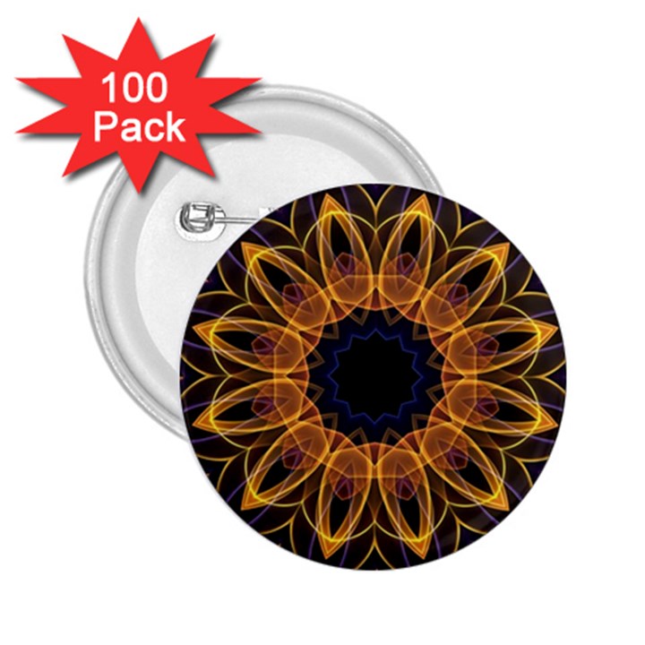 Yellow Purple Lotus Mandala 2.25  Button (100 pack)