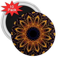 Yellow Purple Lotus Mandala 3  Button Magnet (10 Pack)