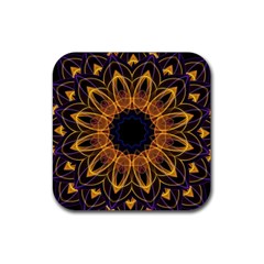 Yellow Purple Lotus Mandala Drink Coaster (square) by Zandiepants