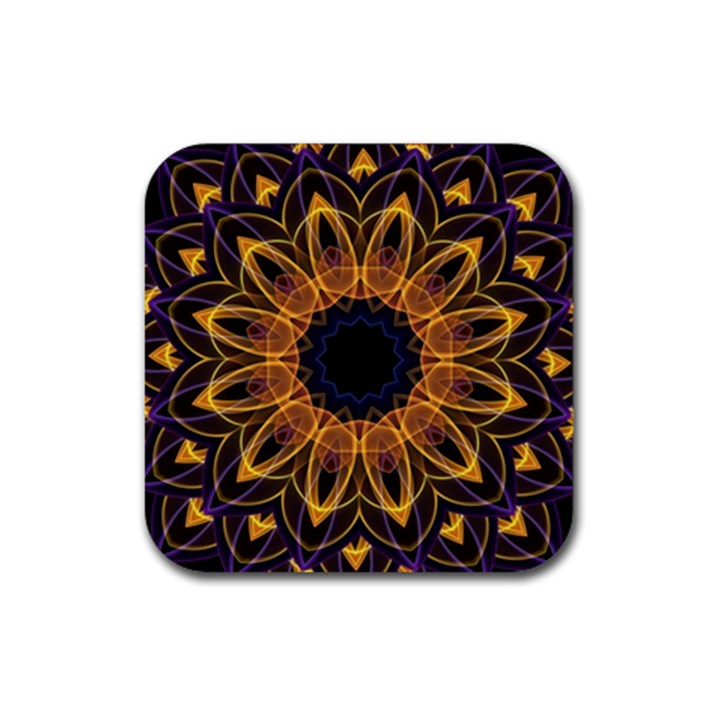 Yellow Purple Lotus Mandala Drink Coaster (Square)