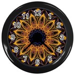 Yellow Purple Lotus Mandala Wall Clock (Black) Front