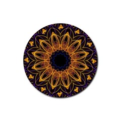 Yellow Purple Lotus Mandala Drink Coaster (round) by Zandiepants