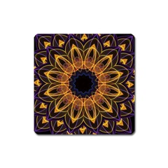 Yellow Purple Lotus Mandala Magnet (square)