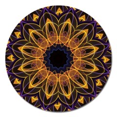 Yellow Purple Lotus Mandala Magnet 5  (round) by Zandiepants