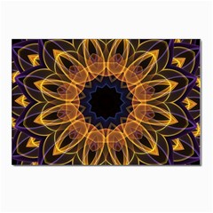 Yellow Purple Lotus Mandala Postcards 5  X 7  (10 Pack) by Zandiepants