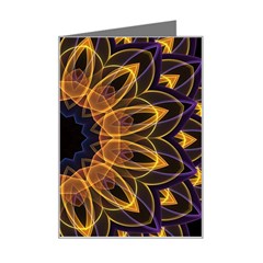 Yellow Purple Lotus Mandala Mini Greeting Card by Zandiepants