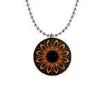 Yellow Purple Lotus Mandala Button Necklace Front