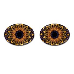 Yellow Purple Lotus Mandala Cufflinks (oval) by Zandiepants