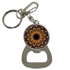 Yellow Purple Lotus Mandala Bottle Opener Key Chain by Zandiepants